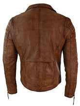 Men's Slim Fit Cross Zip Retro Vintage Brando Leather Jacket